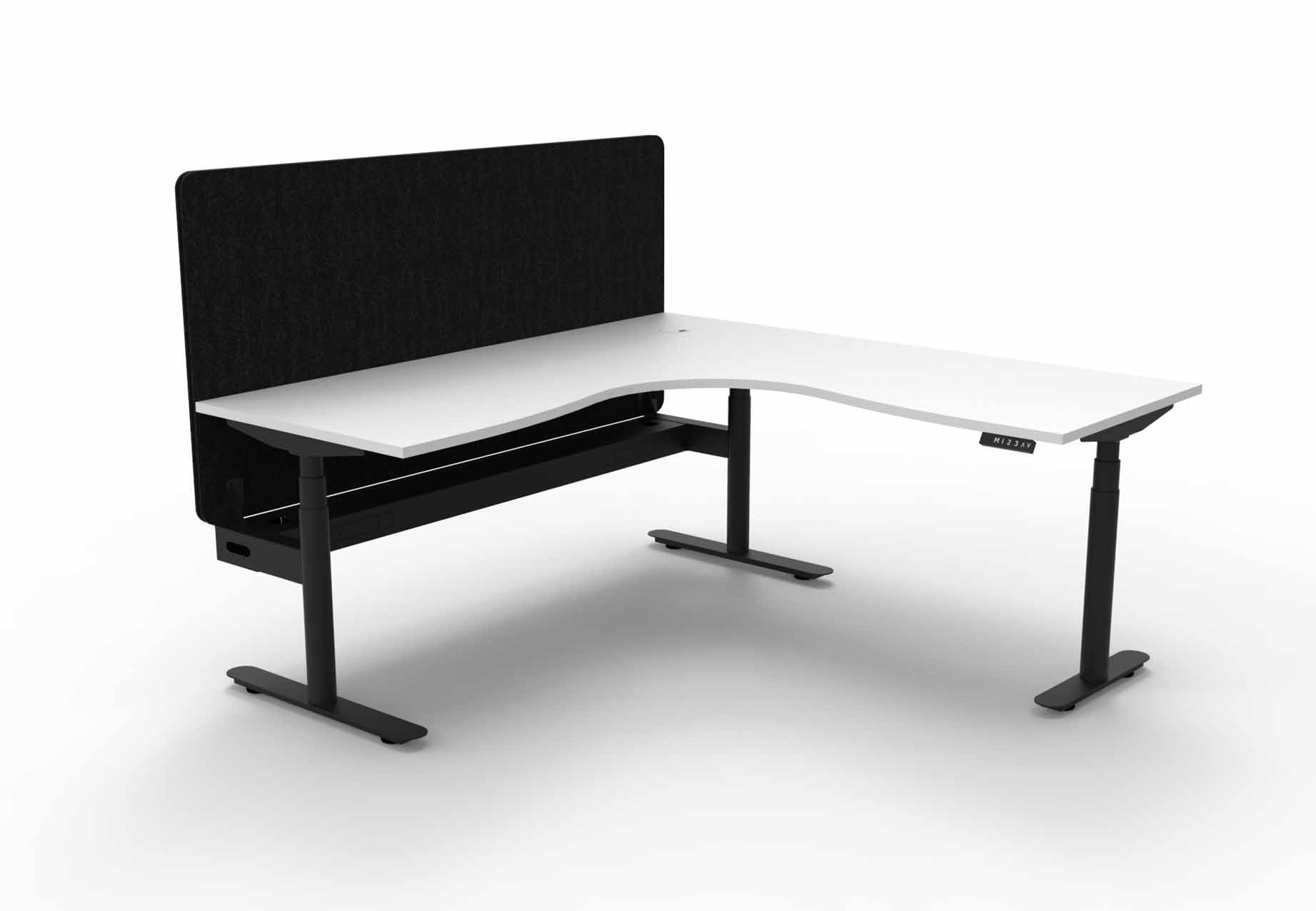 Halo+ Corner Workstation with Cable Tray and Eco Screen